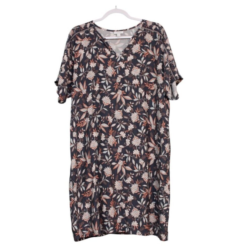 J Jill Purejill Dress Size Medium Floral Beach Cottagecore Boho Casual Comfort